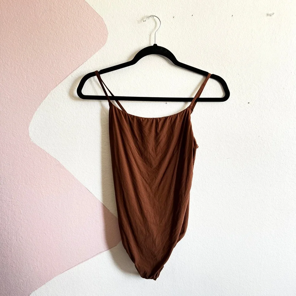 Aerie Smoothez Bodysuit Womens Large Brown Smooth Buttery Soft - Picture 1 of 5